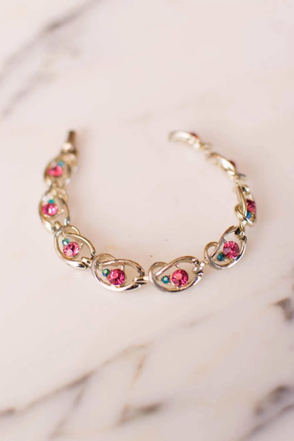 Coro Pink and Blue Rhinestone Bracelet