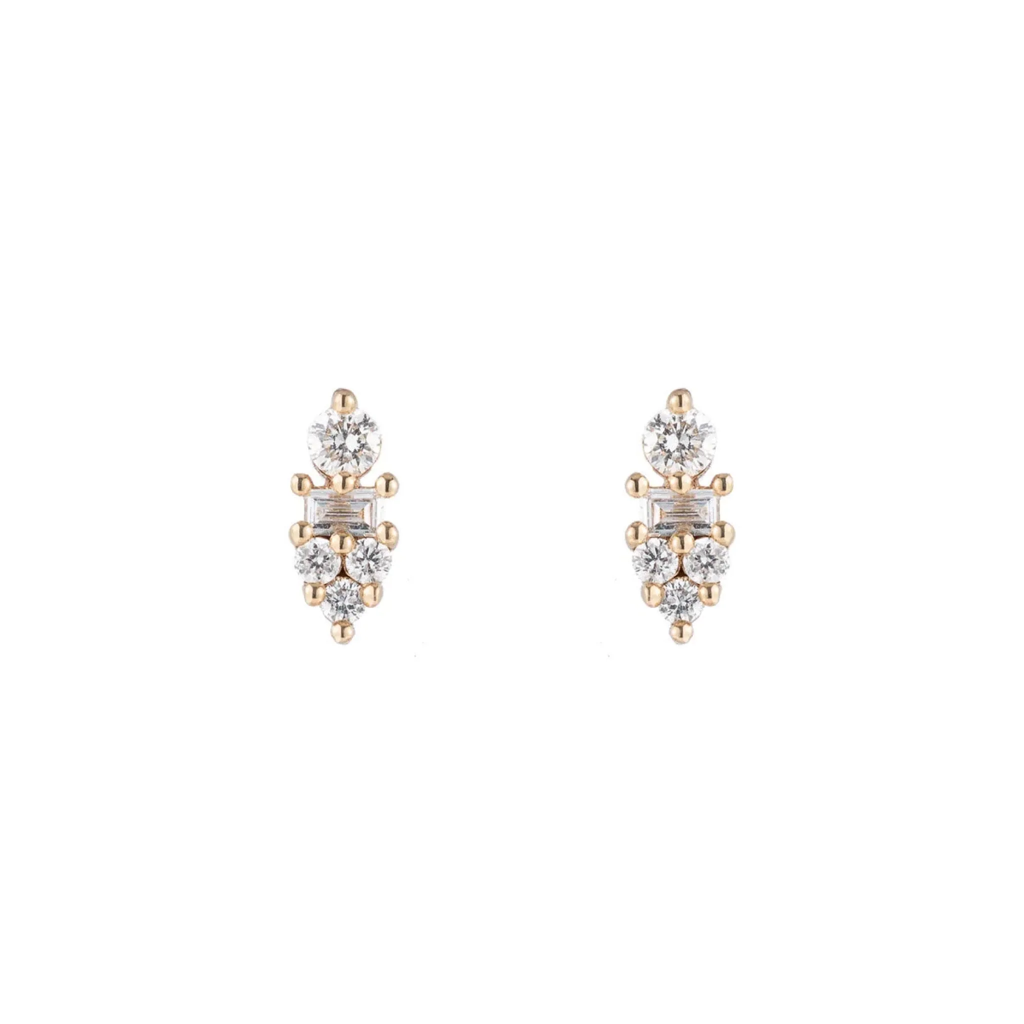 corona stud earrings - natural diamond