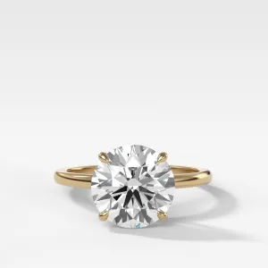 Crescent Solitaire Engagement Ring With Round Cut Diamond