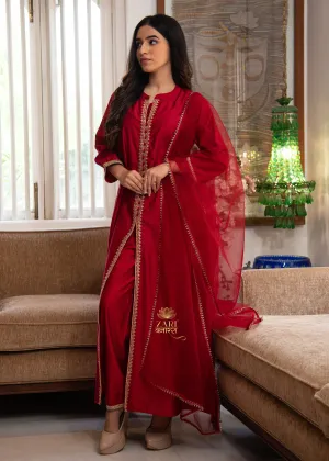 Crimson Lattice Adorn Suit-Set of 3