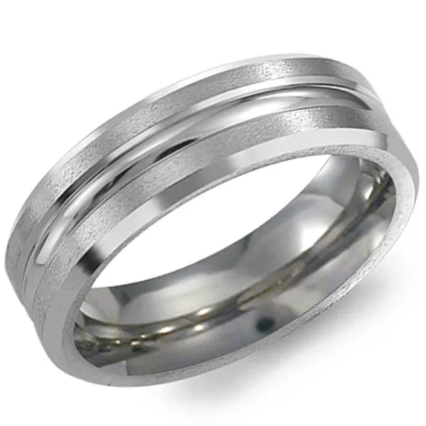 CrownRing 6MM Titanium Carved Center Wedding Band