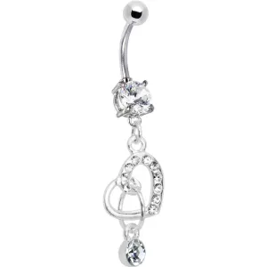 Crystalline Gem Charming Heart Dangle Belly Ring