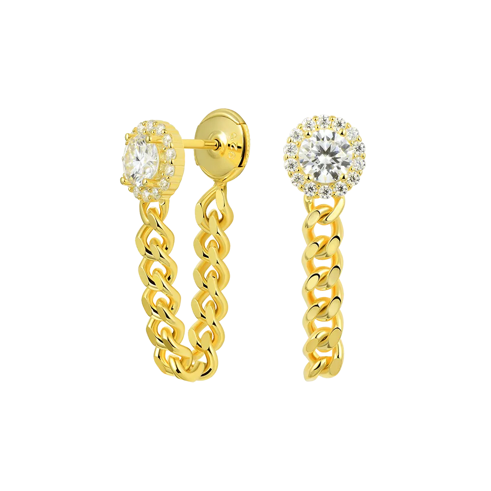 Cuban Link Hoop Earrings - Pair