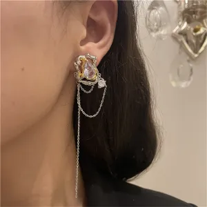 Cubic Zirconia & Crystal Abstract Chain Drop Earrings