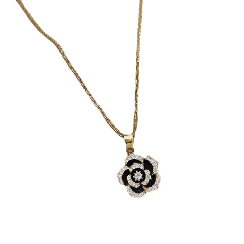 Cubic Zirconia Camellia Silver Plated Necklace