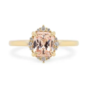 Custom 1.38ct Peach Cushion Sapphire & Diamond Engagement Ring