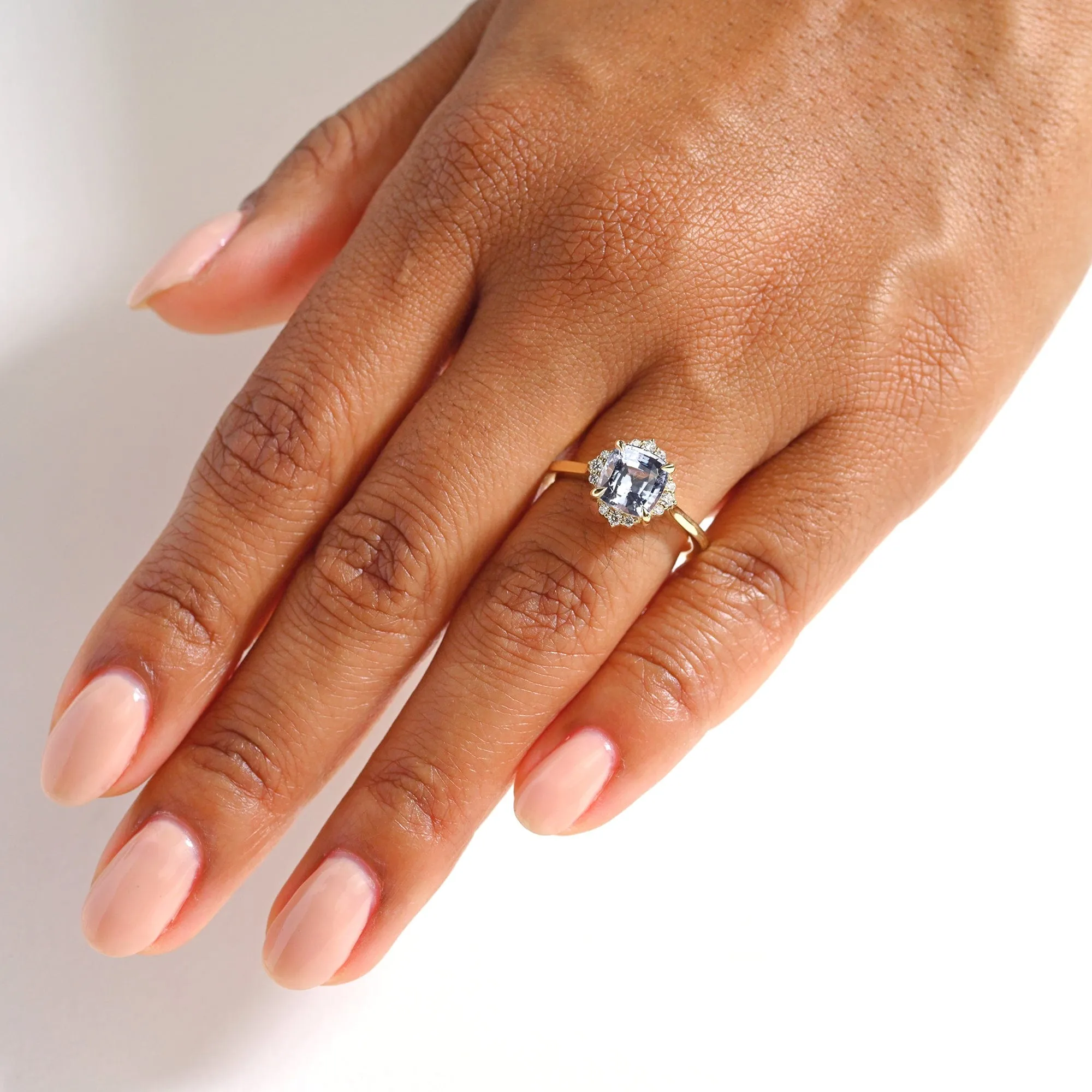 Custom 2.33ct Blue Cushion Sapphire & Diamond Engagement Ring