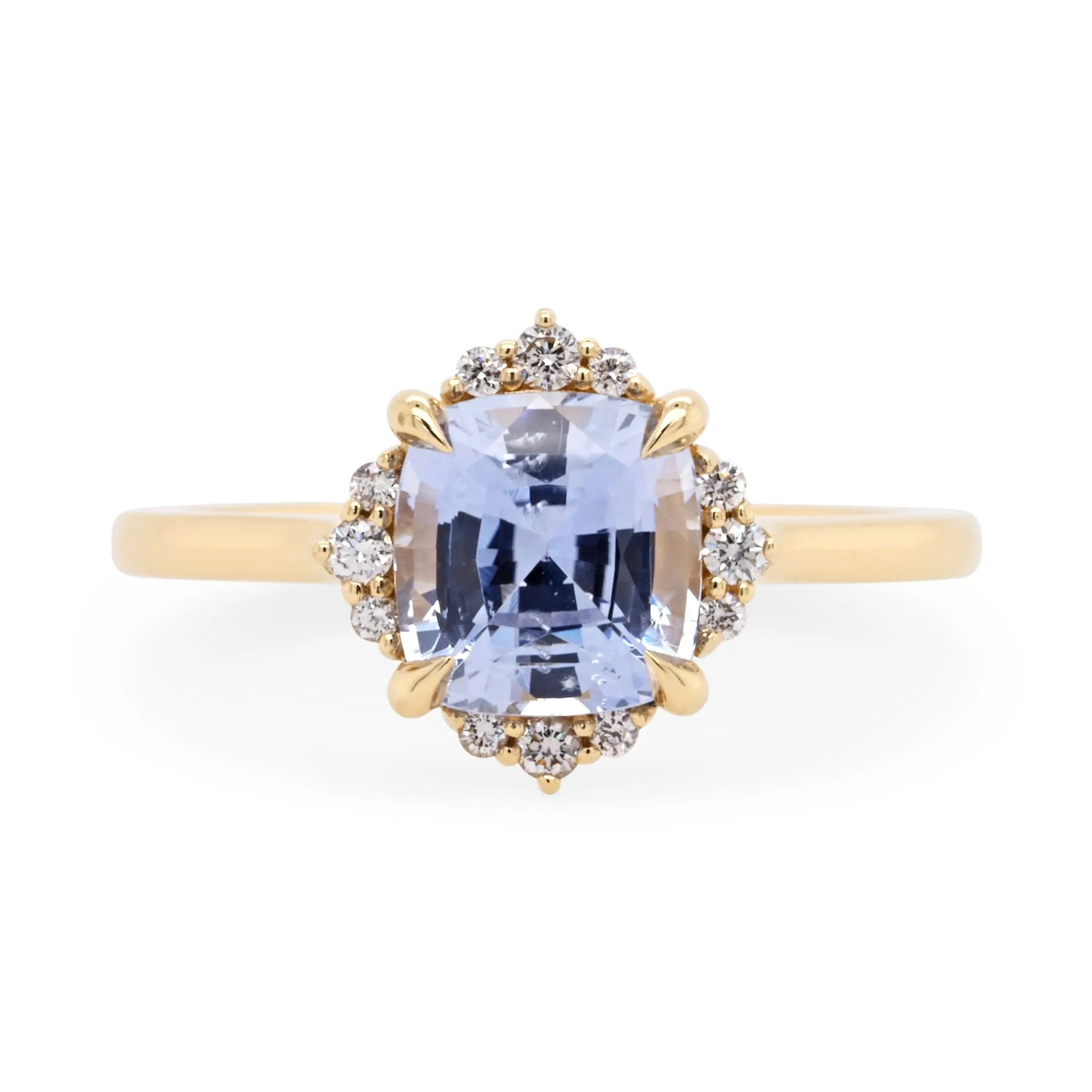 Custom 2.33ct Blue Cushion Sapphire & Diamond Engagement Ring