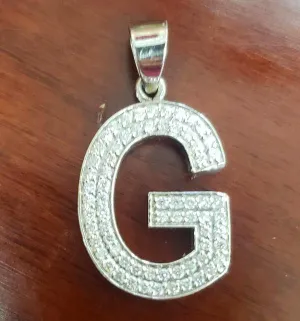 Custom-Made Letter G 1 1/4ct Diamond Pendant in 14k White Gold