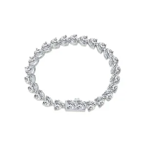 Cute Heart Shaped Zircon Tennis Bracelet Silver