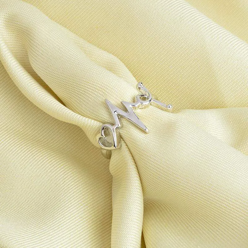 Cute Nurse Inspired Ring - Heart, Pulse & Stethoscope Design