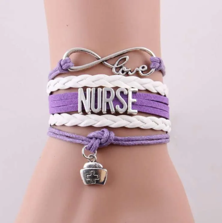 Cute Nurse's Leather Charm Bracelet - 4 Colors!