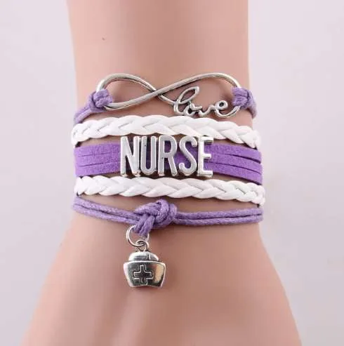 Cute Nurse's Leather Charm Bracelet - 4 Colors!