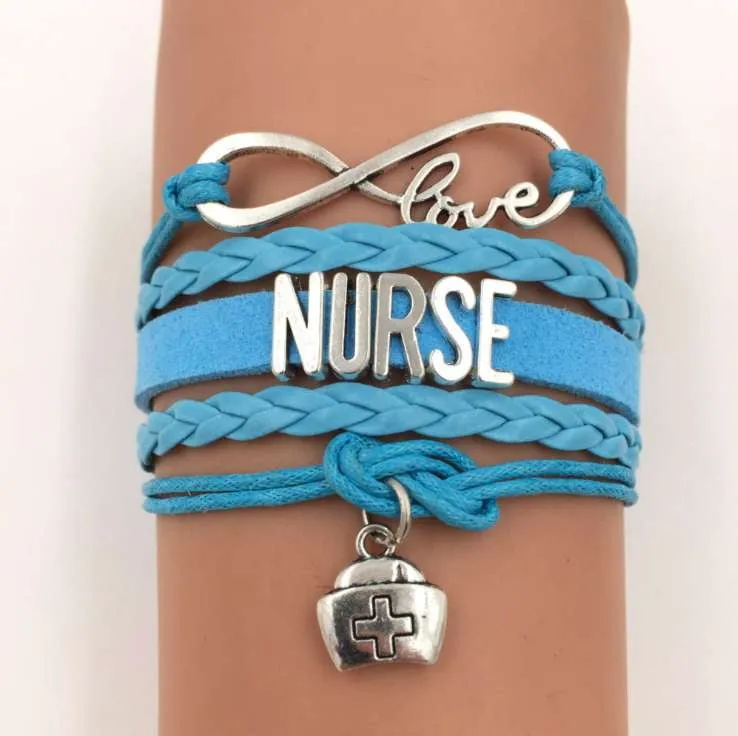 Cute Nurse's Leather Charm Bracelet - 4 Colors!