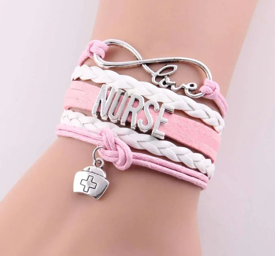 Cute Nurse's Leather Charm Bracelet - 4 Colors!
