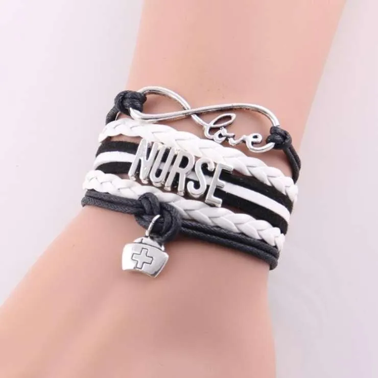 Cute Nurse's Leather Charm Bracelet - 4 Colors!