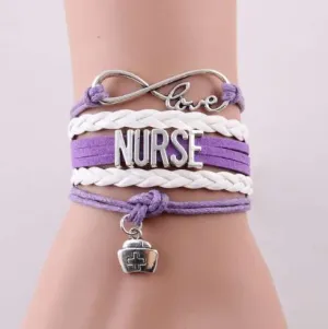 Cute Nurse's Leather Charm Bracelet - 4 Colors!