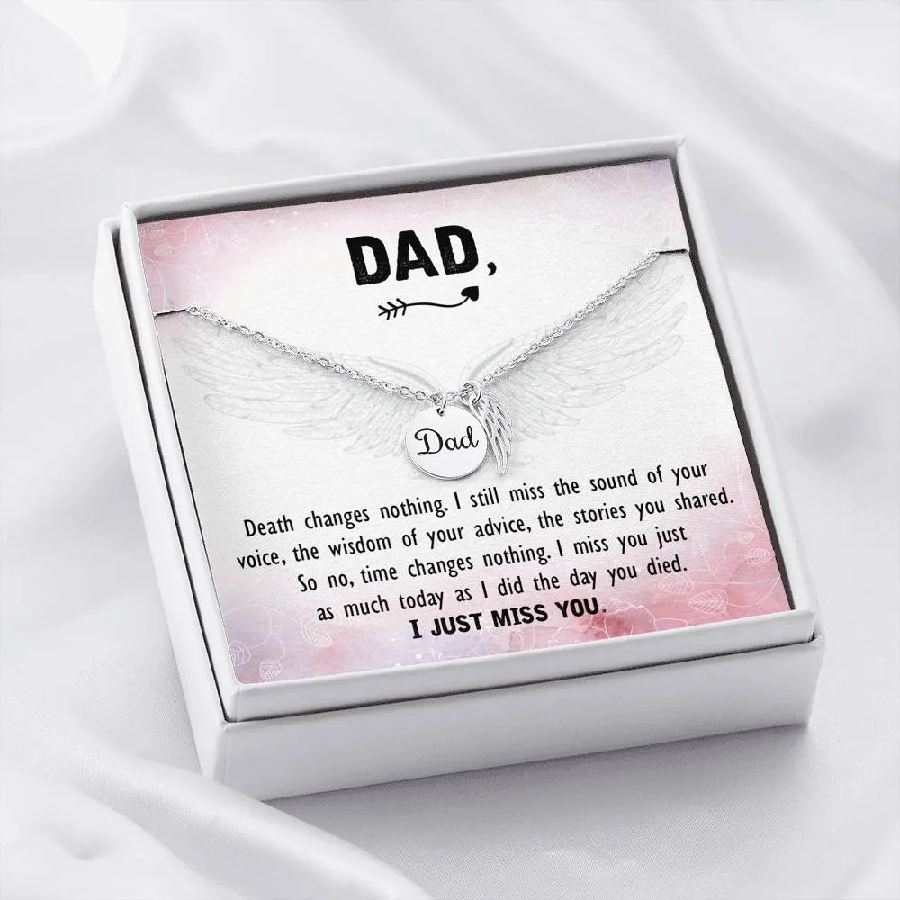 Dad Remembrance, I just miss you-Angel Wings Necklace