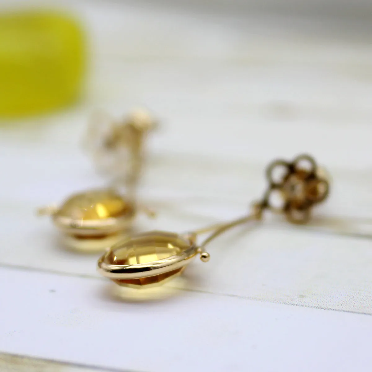 Dainty Citrine And Diamond Earrings