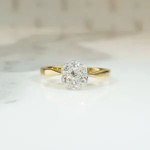 Dainty Daisy Diamond Cluster in Platinum & 18ct Ring