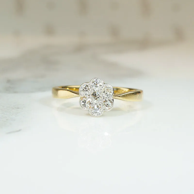 Dainty Daisy Diamond Cluster in Platinum & 18ct Ring