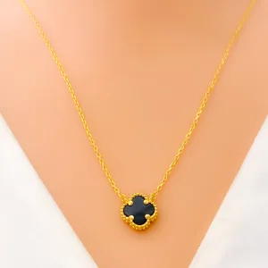 Dainty Delicate 21k Gold Clover Necklace Set