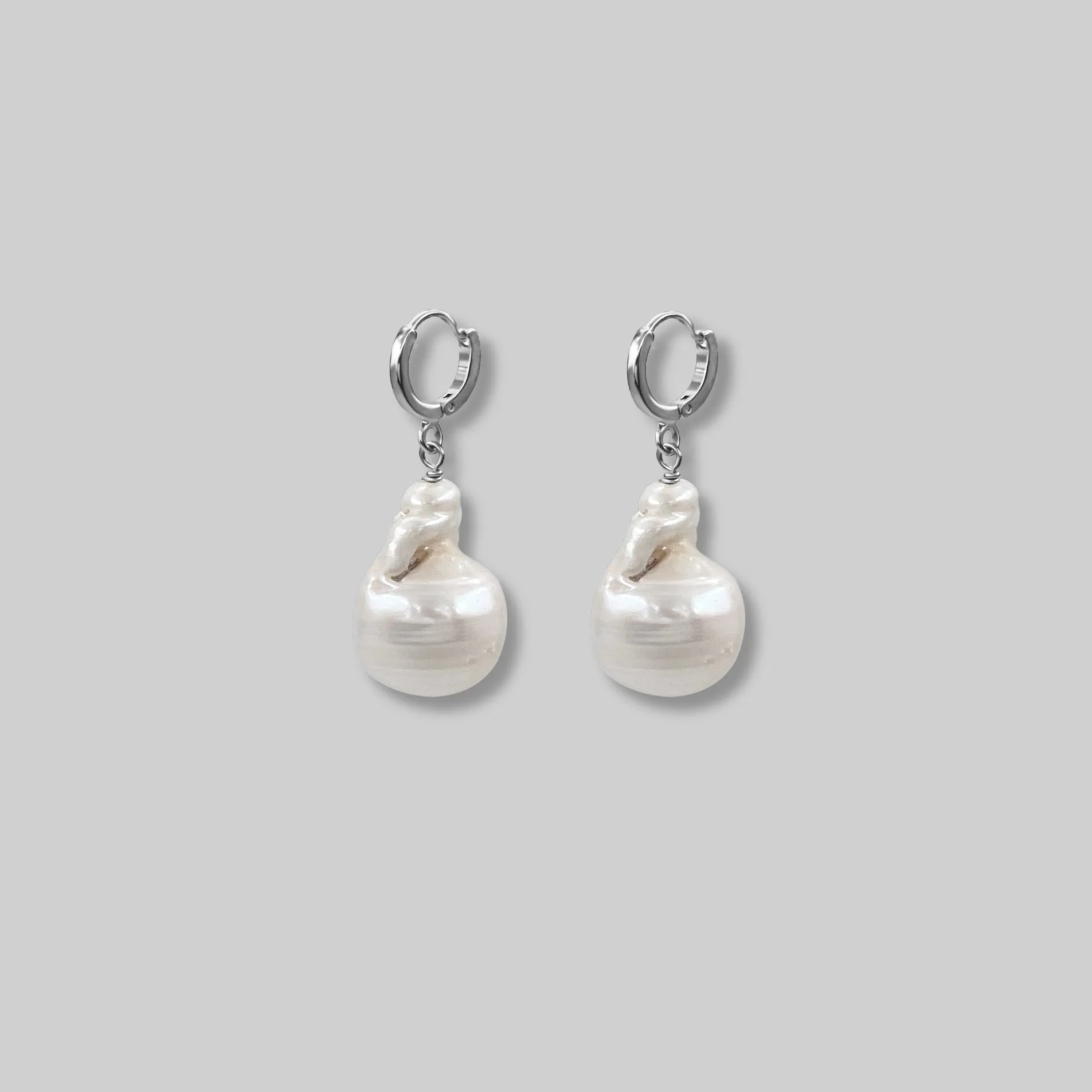 Dainty Hoop Baroque Pearl Earrings