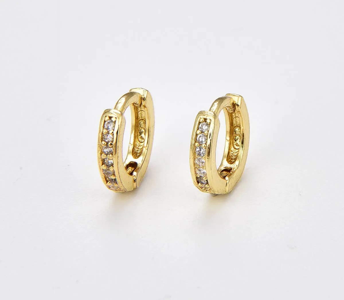 Dainty Huggie Hoop CZ Earrings*