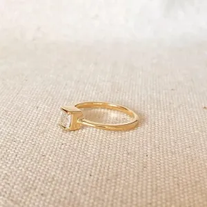 Dainty Square Solitaire Ring In Gold