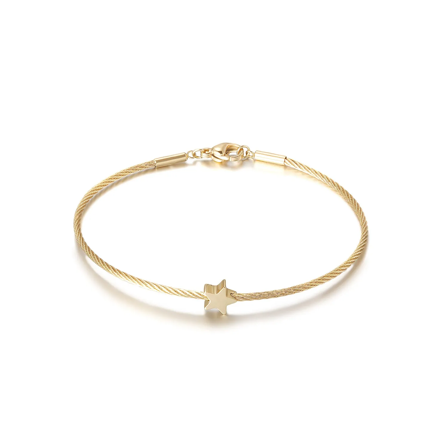 Dainty Star Cable Bangle Bracelet
