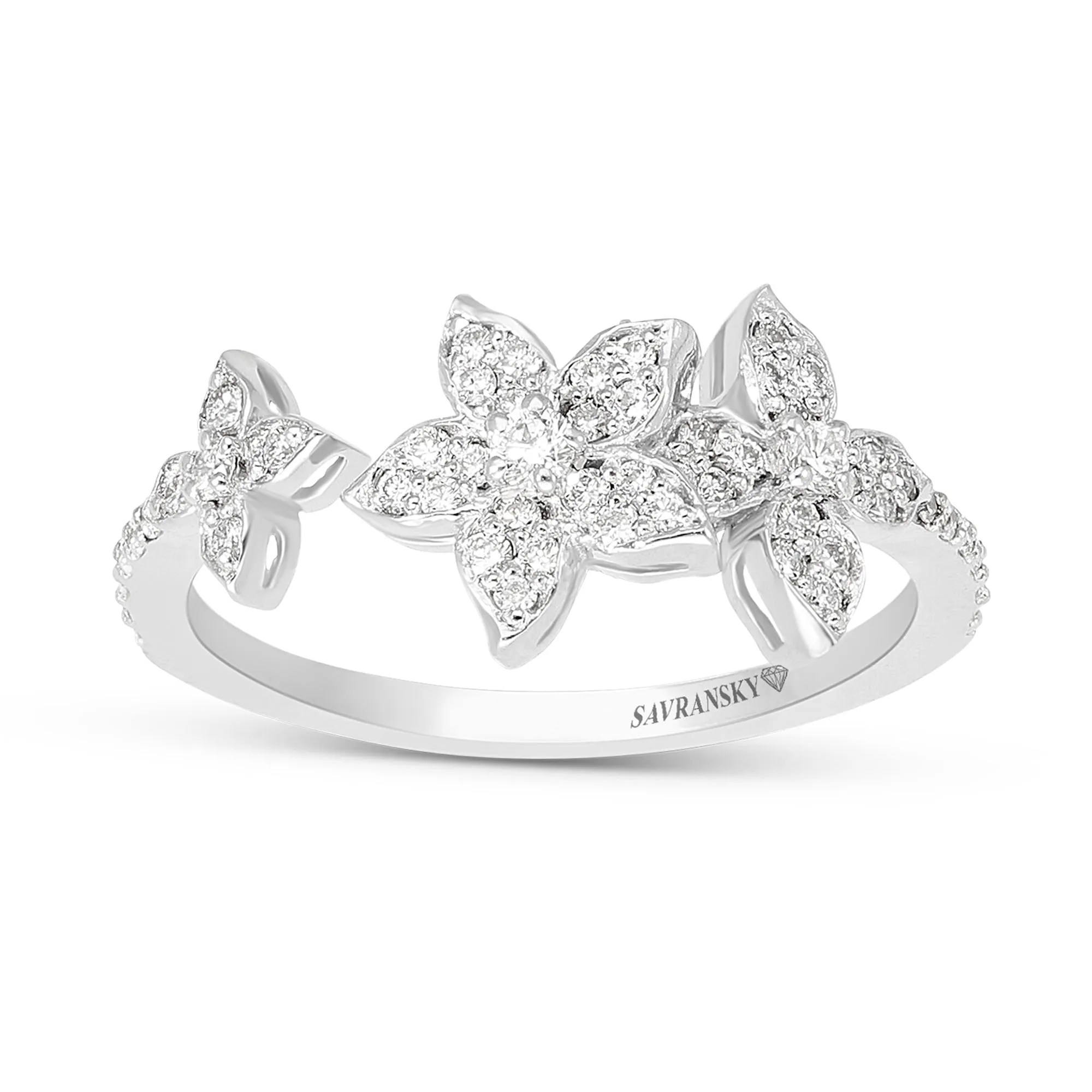 Dainty Triple Flower Shaped Open Ring