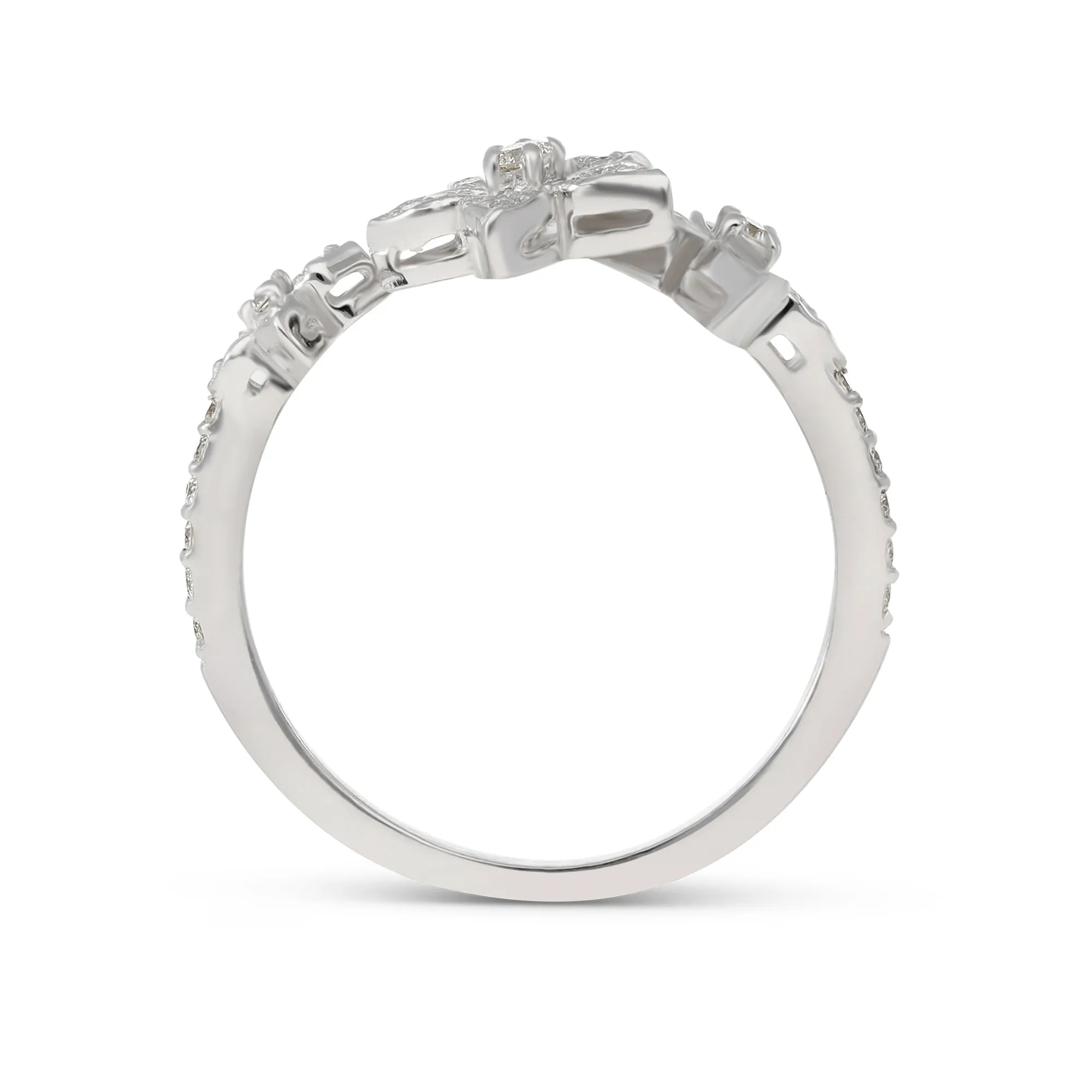 Dainty Triple Flower Shaped Open Ring