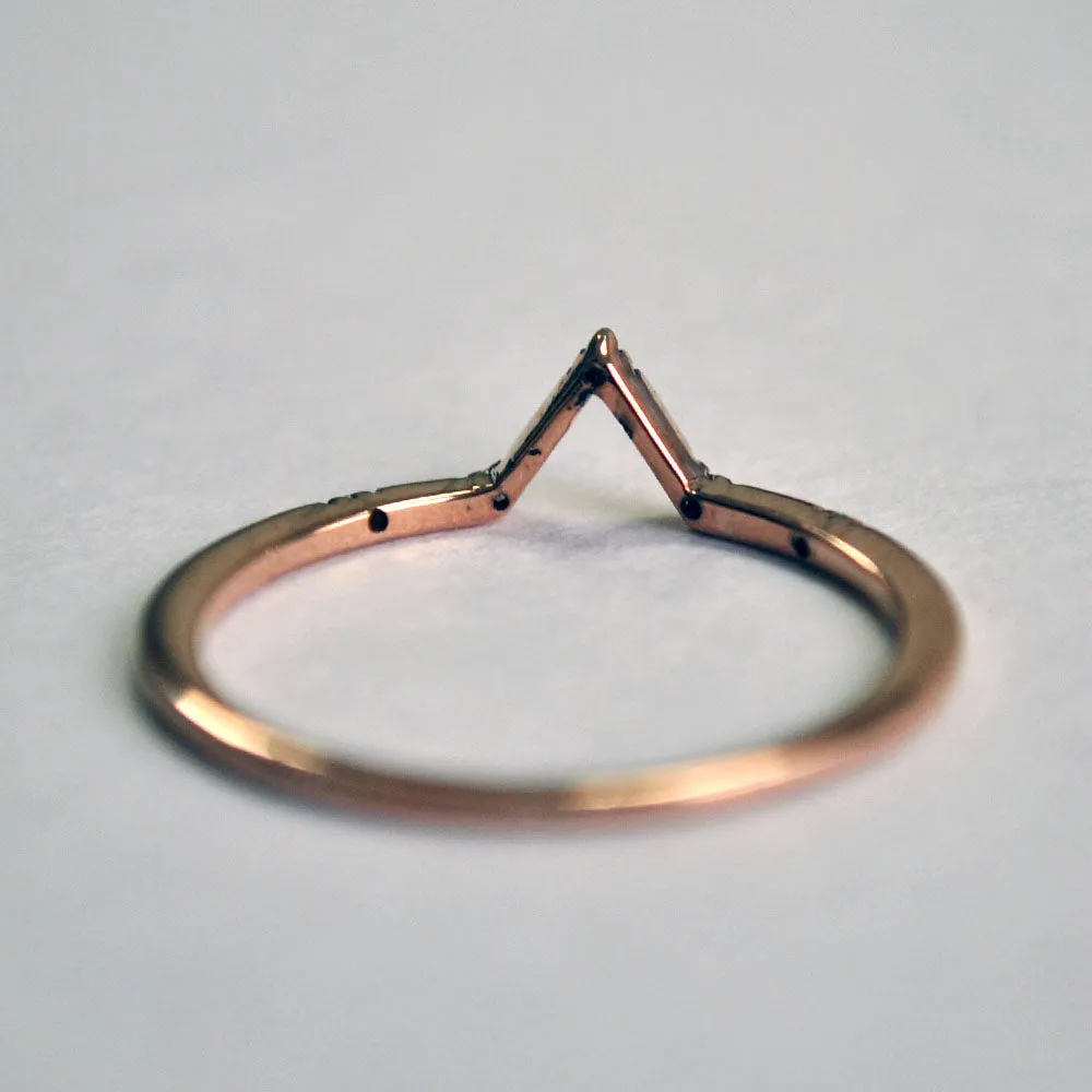 Dainty V Diamond Art Deco Ring