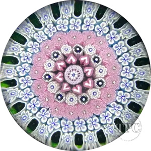 Damon MacNaught 2023 Magnum Glass Art Paperweight Complex Concentric Millefiori w/ Hearts