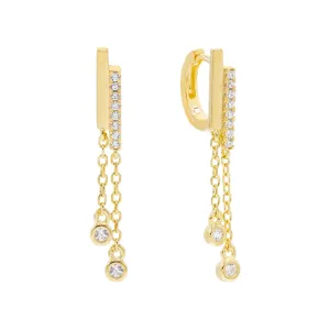 Dangling Bezel Huggie Earring