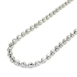 Dazzling 14K White Gold 4mm 22" Diamond Cut Solid Moon Chain