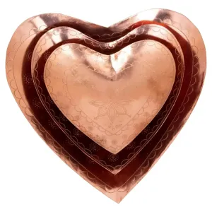 DECORATIVE EMBOSSED METAL HEART DISHES