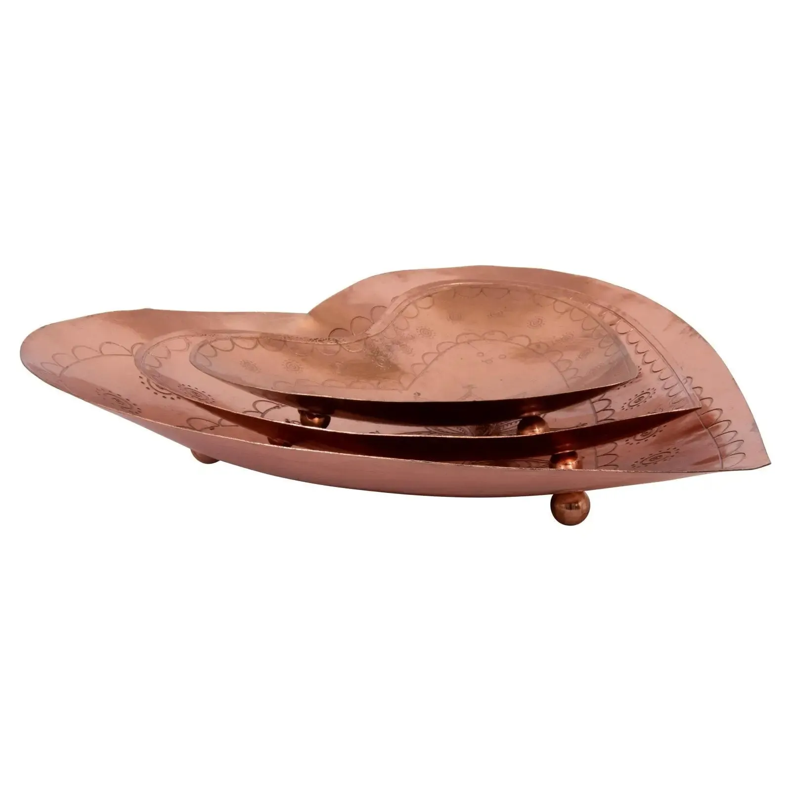 DECORATIVE EMBOSSED METAL HEART DISHES