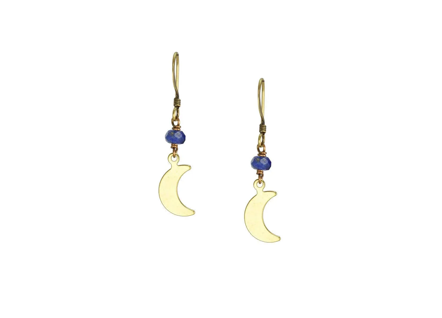 Delicate Blue Lapis Dainty Moon Earrings