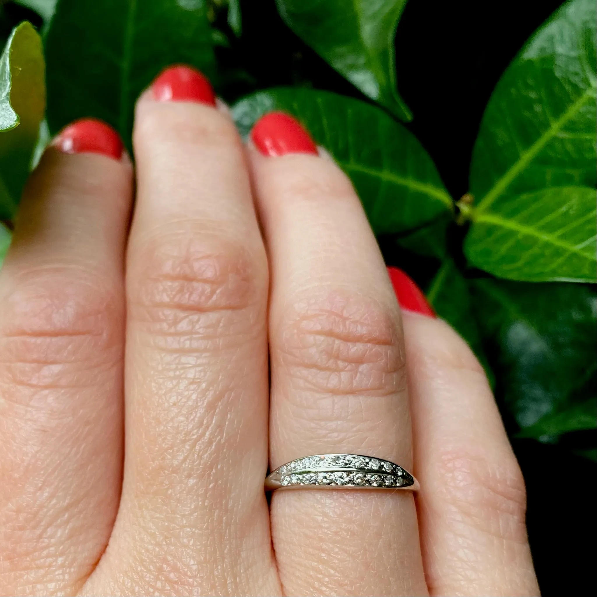 Delicate Deco Double Row Diamond Band