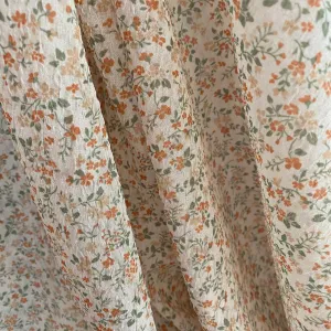 Delicate Floral Crinkled Chiffon - Orange/Medium Sea Green