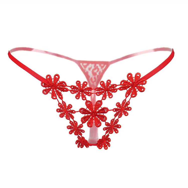 Delicate Floral Embroidery G String