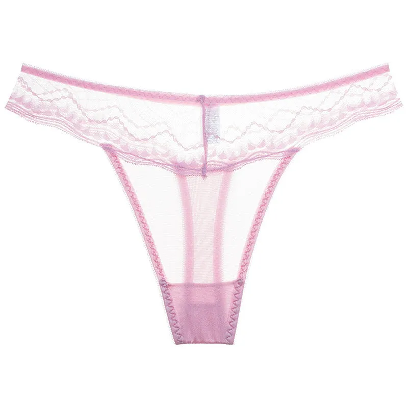 Delicate Lace Trim Thong Panty