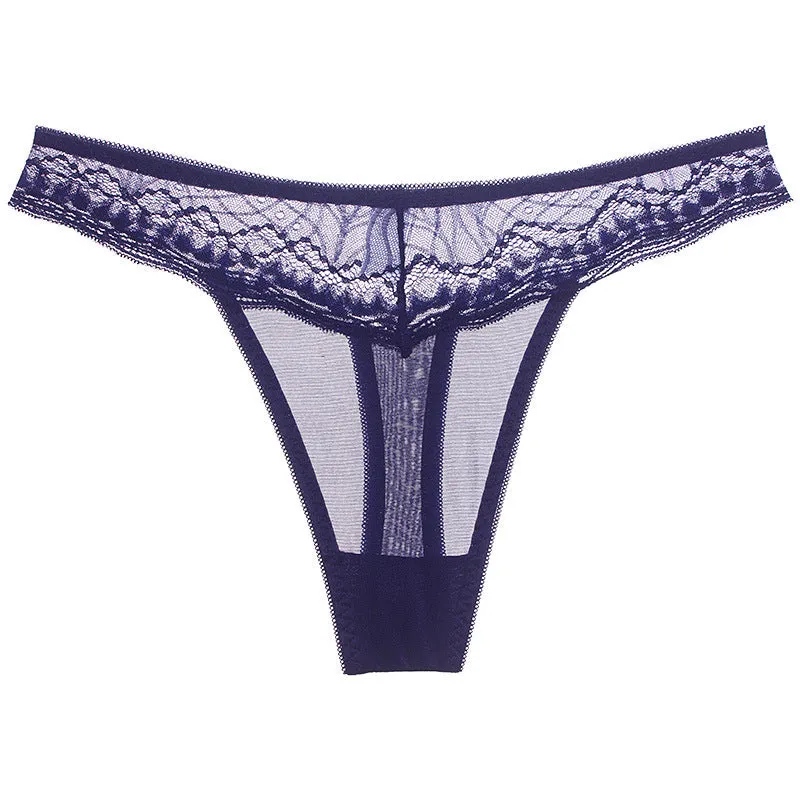 Delicate Lace Trim Thong Panty
