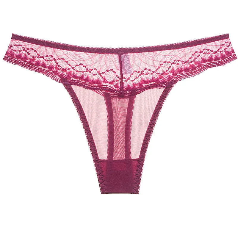Delicate Lace Trim Thong Panty