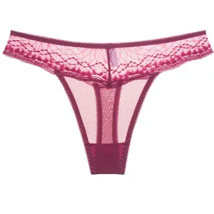 Delicate Lace Trim Thong Panty