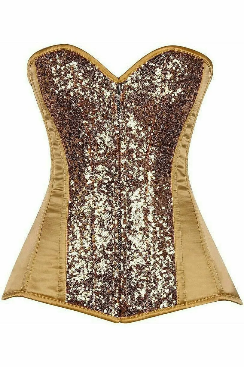 Deluxe Gold Sequin Steel Boned Corset