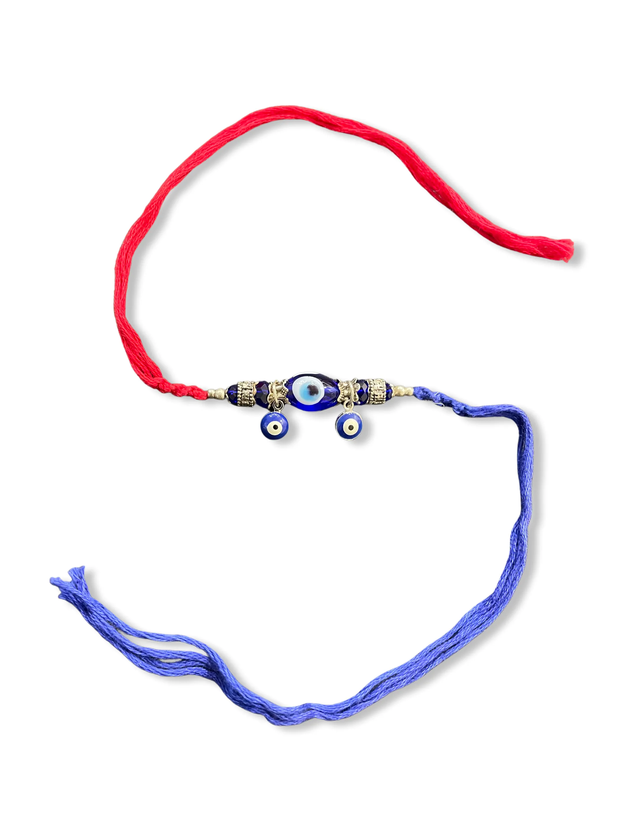 Designer Evil Eye Charm Rakhi Bracelet With Multicolored Thread Rakhi For Raksha Bandhan