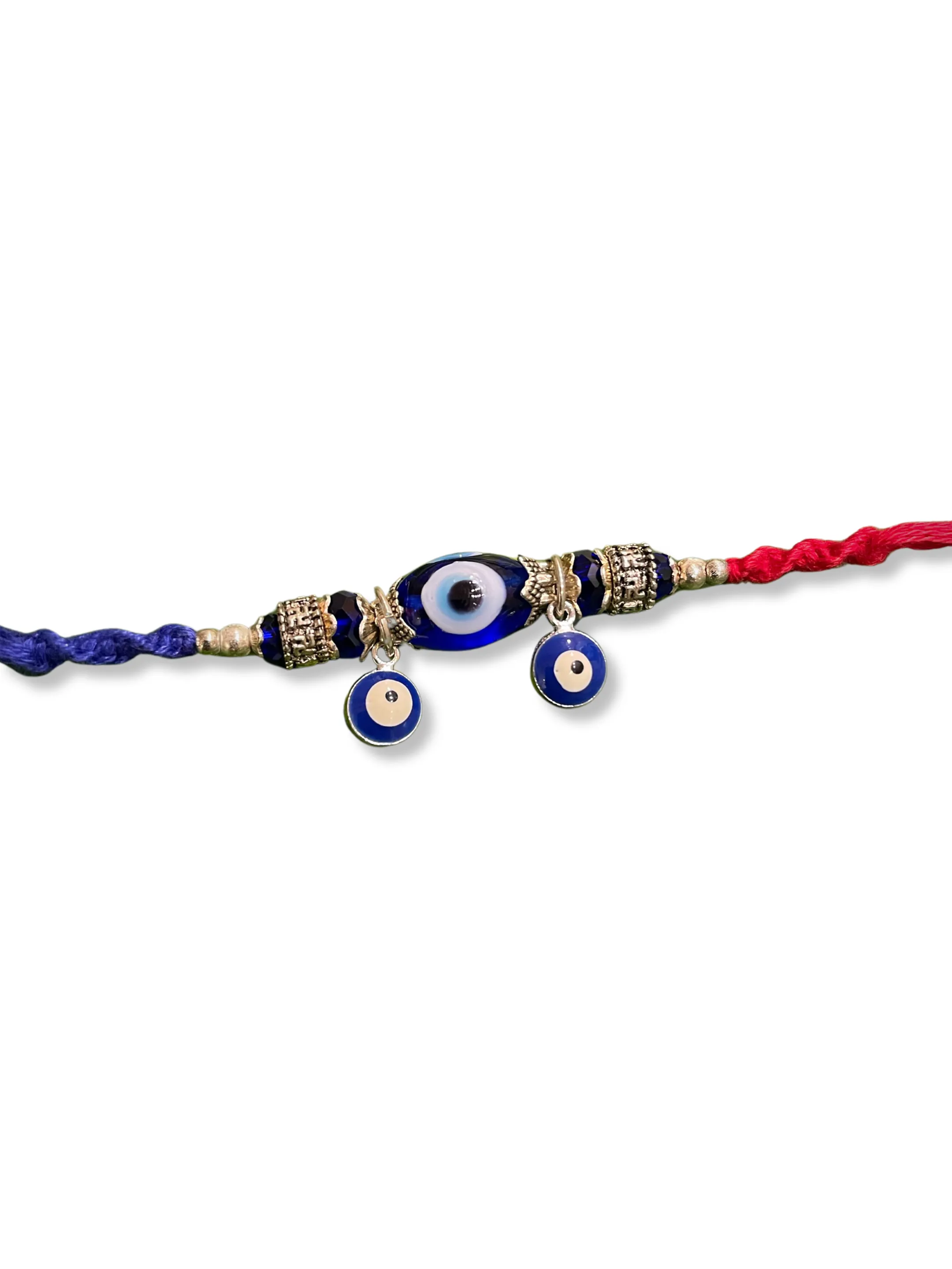 Designer Evil Eye Charm Rakhi Bracelet With Multicolored Thread Rakhi For Raksha Bandhan
