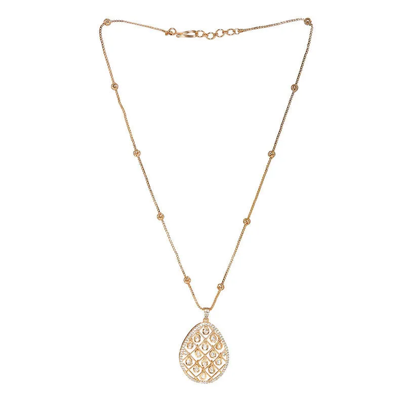 Designer Long Gold Chain With Kundan Jhallar Pendant
